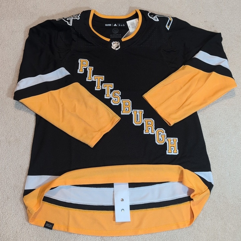 Pittsburgh Penguins Adidas PrimeGreen Black 3rd Jersey Size 54 Fight Strap New